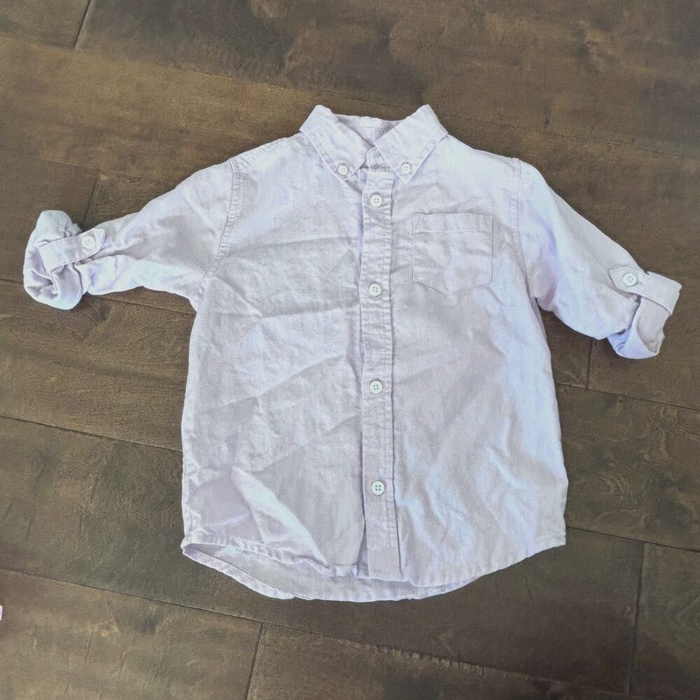 Gymboree Boys 3T Linen Button Down Shirt Pastel Purple Collared